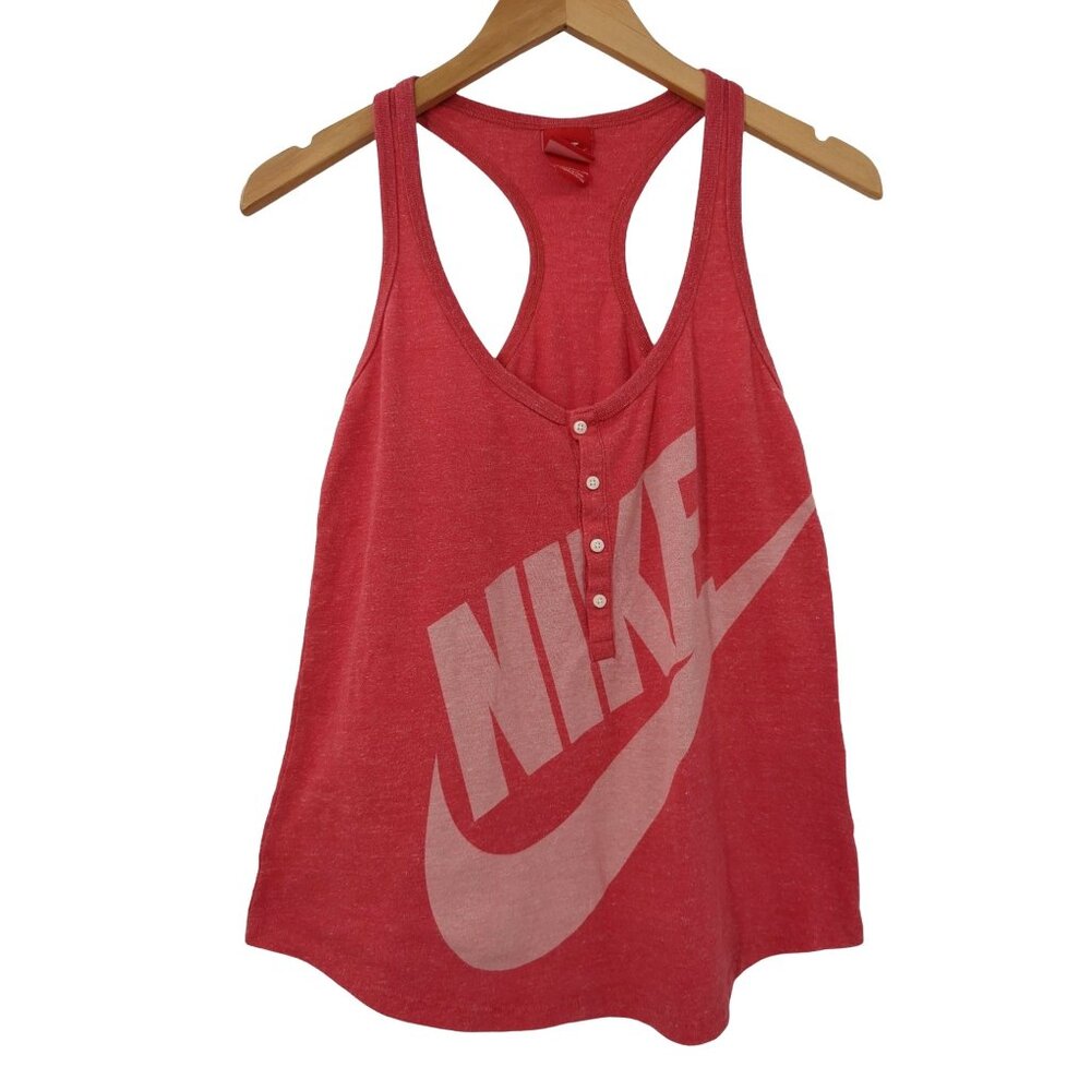 Nike Tank Top Womens S Pink Spellout‎ Swoosh Vintage Athletic Gym Streetwear
